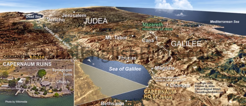 Bible Map of Sea of Galilee and surrounding region. Casual English Bible. matthew-8-sea-of-galilee-1200px