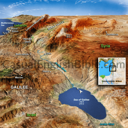 Map of Mount Hermon and Damascus for The Casual English Bible